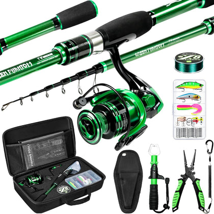 Telescopic Fishing Rod and Reel Combo,Spinning Travel Kit | Graphite Telescopic Fishing Rod,Collapsible Fishing Pole