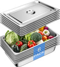 Stainless Steel Hotel Pans With Lids (6 Pack, Full Size 1/1 x 4" Deep)