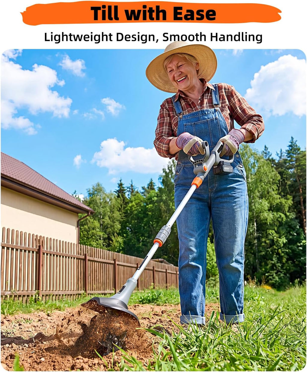 Cordless Tiller Cultivator for Gardening, Battery Powered Garden Rototiller | 9 Inch Tilling Width&7 Inch Depth