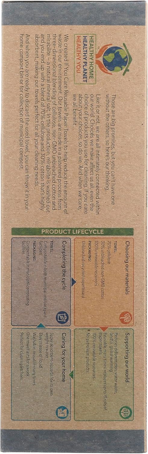 Reusable Paper Towels– 12 CT Sheets – 100% Natural, Compostable Cleaning Cloths for Kitchen, Bathroom, Home