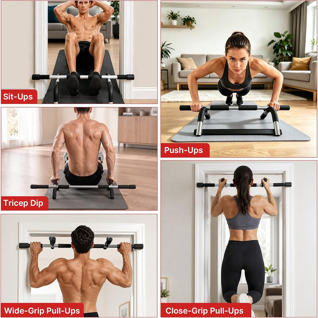 Pull Up Bar for Doorway, Heavy Duty Chin Up Station for Home Gym, Multi-Grip or Adjustable Door Frame Exercise