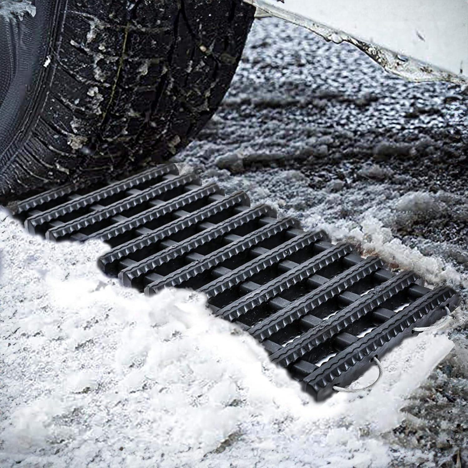 24" Tire Traction Mat, Heavy-Duty Recovery Board for Snow, Ice, Mud & Sand, Off-Road Vehicle Traction Tracks with