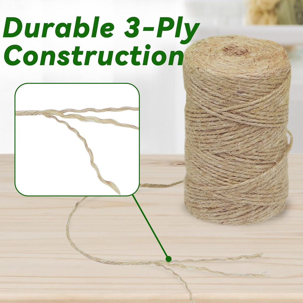 4 Pack Jute Twine String 328ft Each 3-Ply Durable Brown