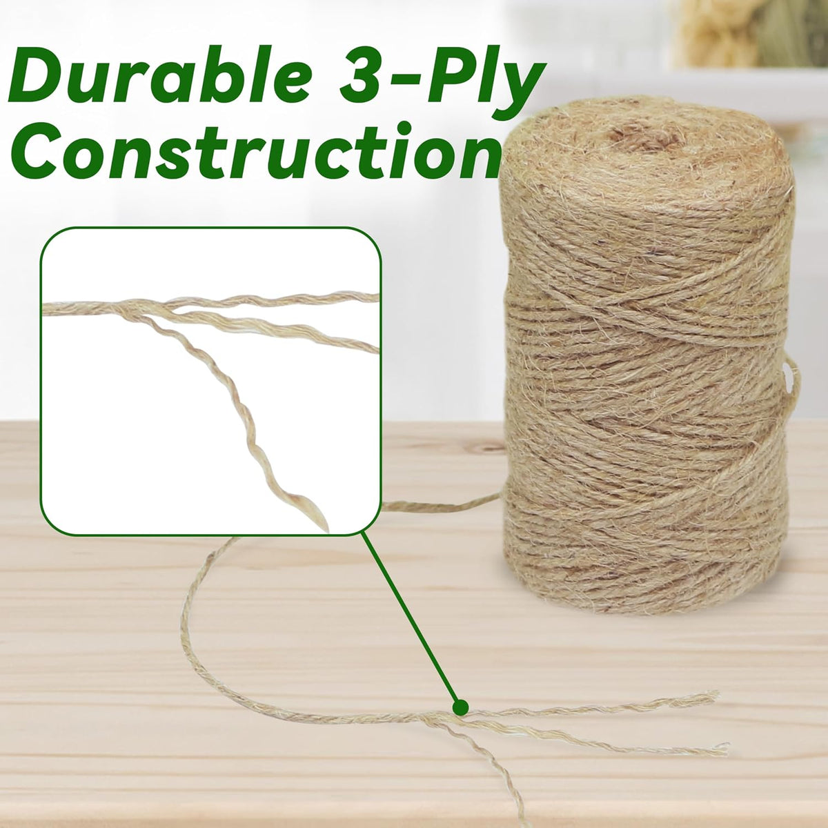 4 Pack Jute Twine String 328ft Each 3-Ply Durable Brown