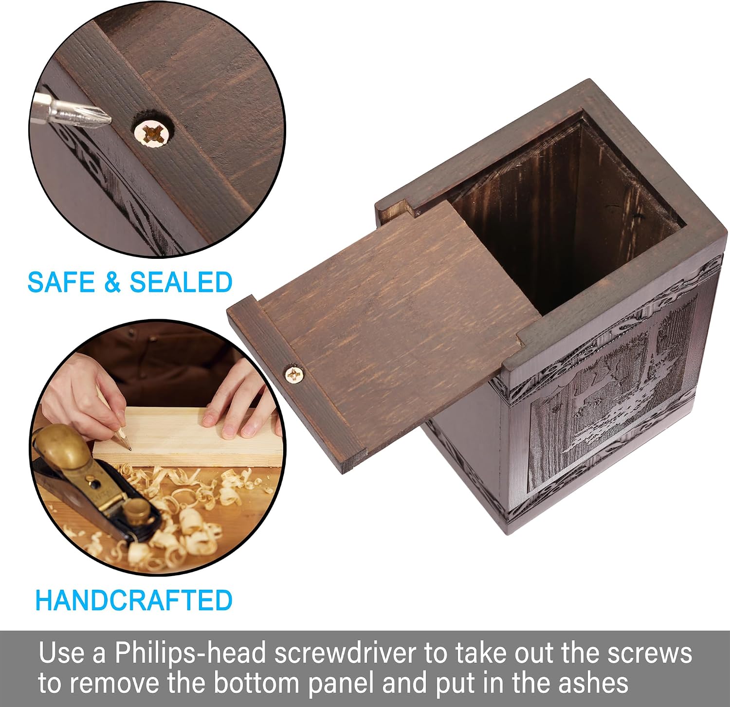 Small Keepsake Sharing Urn for Ashes Wooden Mini Urn 20 Cubic Inches