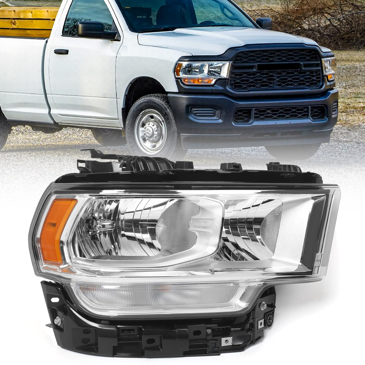 Headlight Compatible with Dodge Ram 2500 3500 2019-2024 Right Halogen