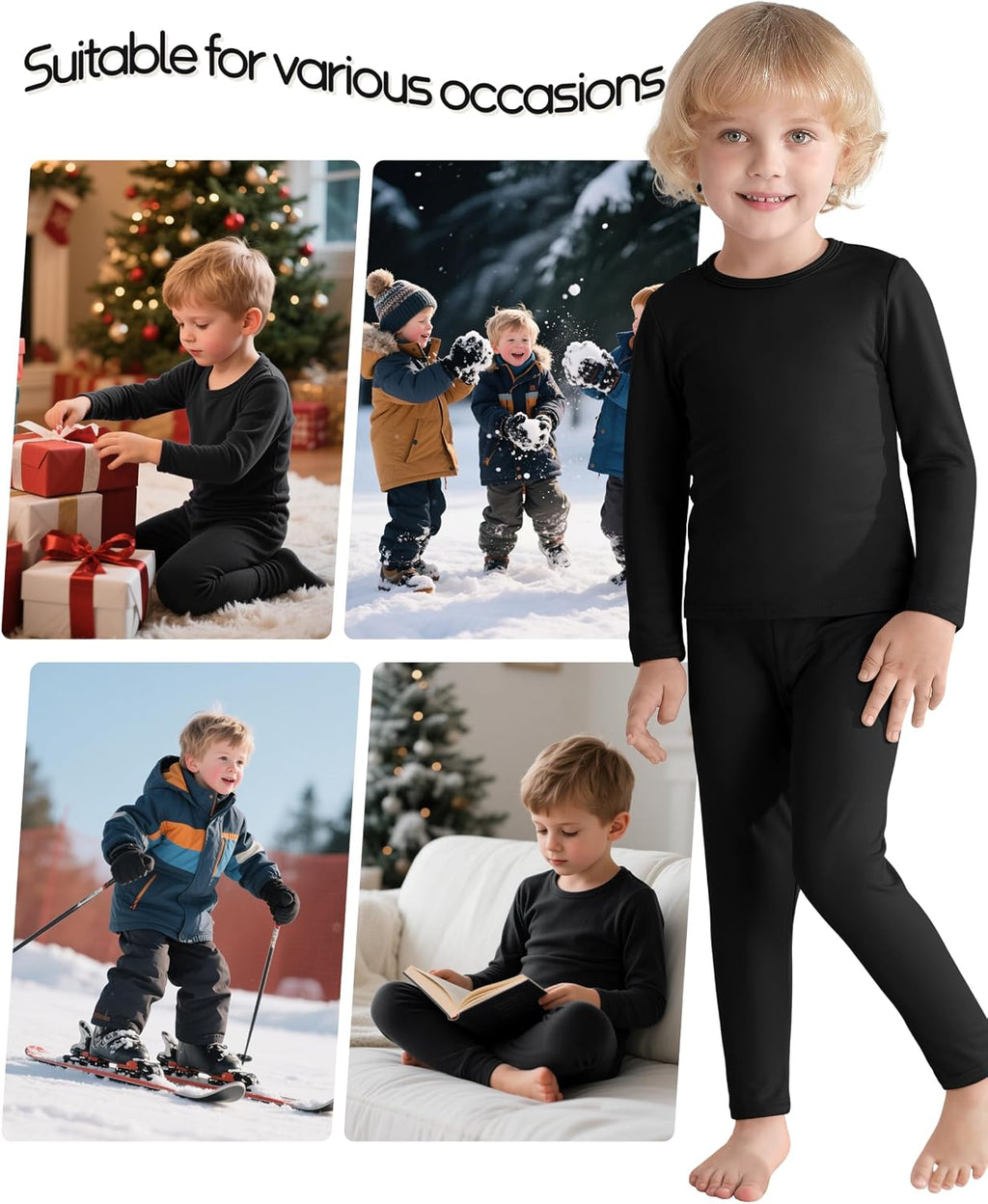 2T-6Y Toddler Thermal Set Thermal Underwear for Kids Warm Fleece Lined | Soft Long Johns for Kids Boys Girls