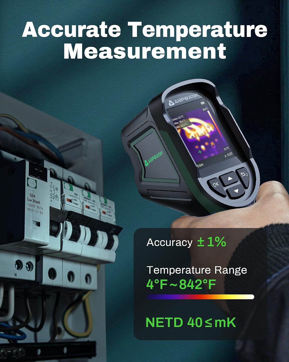 H128 Handheld Thermal Camera, 240 x 240 TISR Resolution, 24h Battery Life Thermal Imaging Camera, 25 Hz Infrared