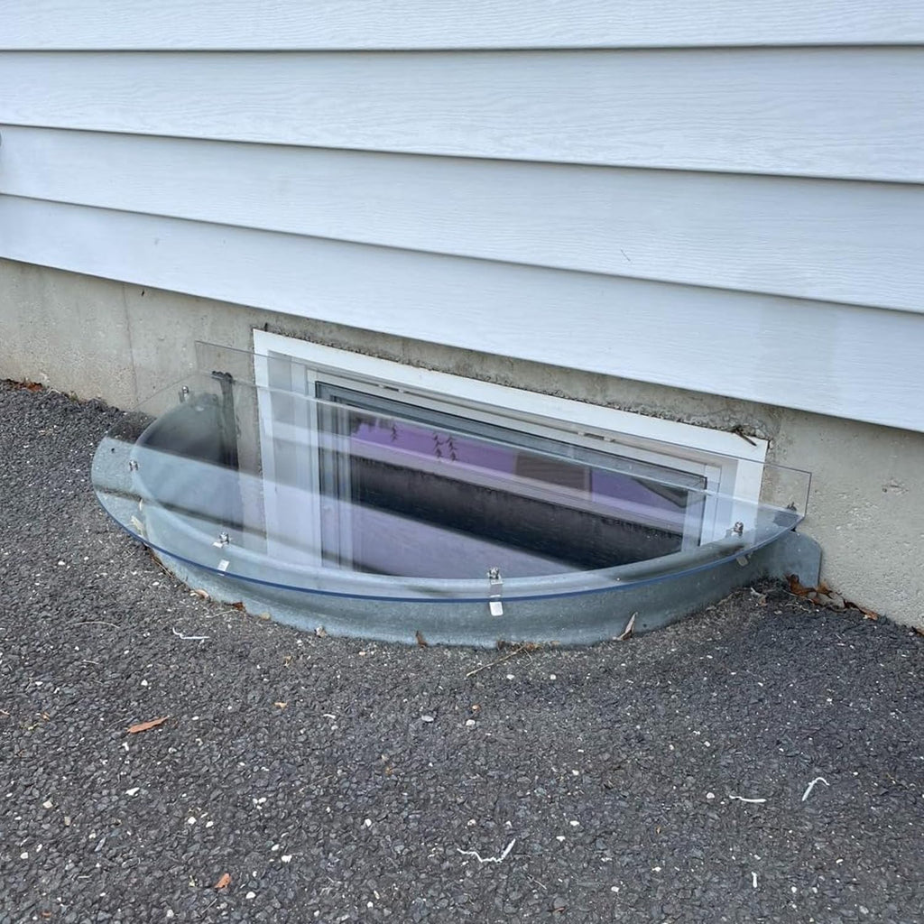 Polycarbonate Window Well Covers Outside, Basement Window Well Cover, Heavy Duty Clear Plastic Window Guard, UV