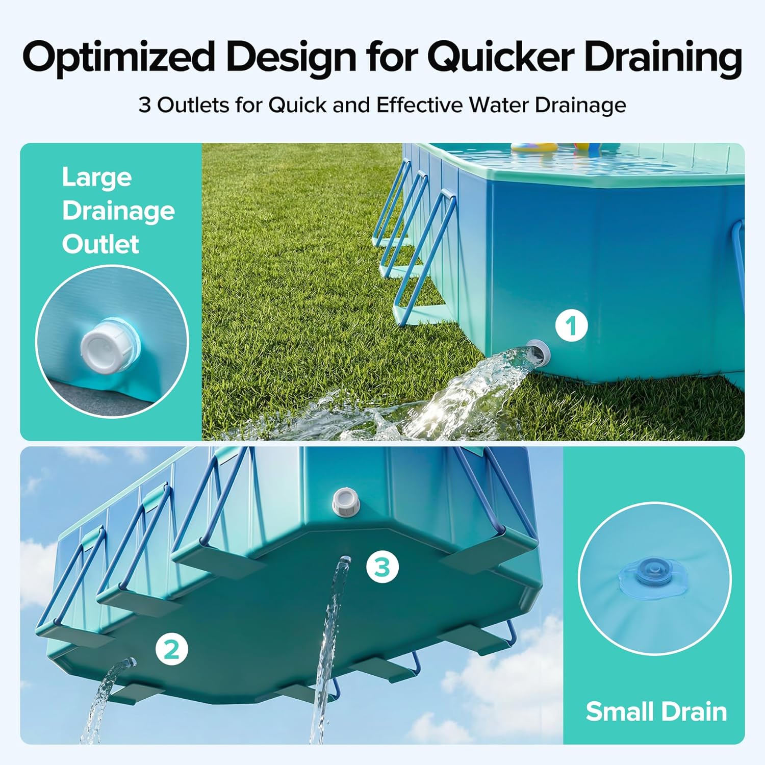 Foldable Pool, Non-Inflatable Large Swimming Pool for the Whole Family, Portable Above Ground Pool for Adults & Kids