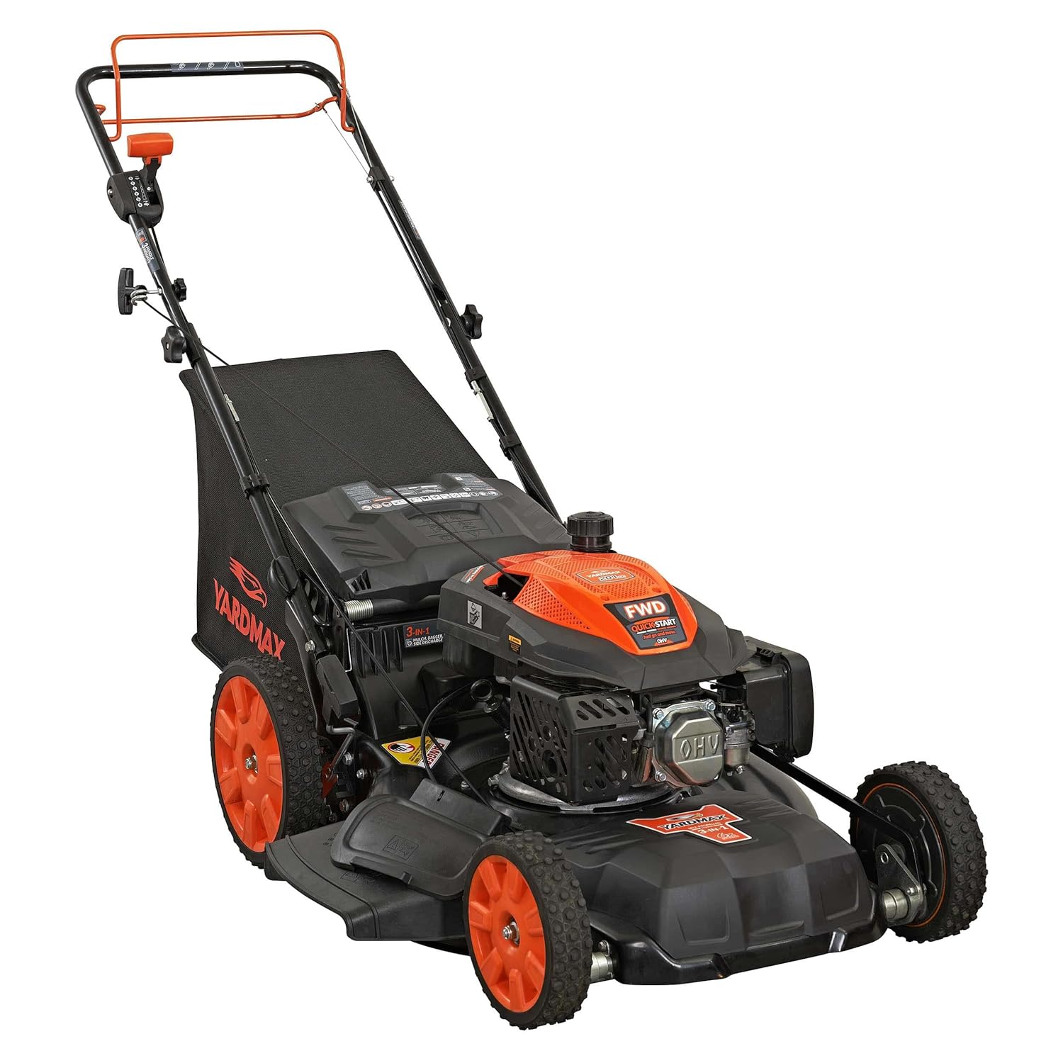 22 in. 201cc Select PACE 6 Speed CVT High Wheel FWD 3-in-1 Gas Walk Behind Self Propelled Lawn Mower, Black (YG2860)