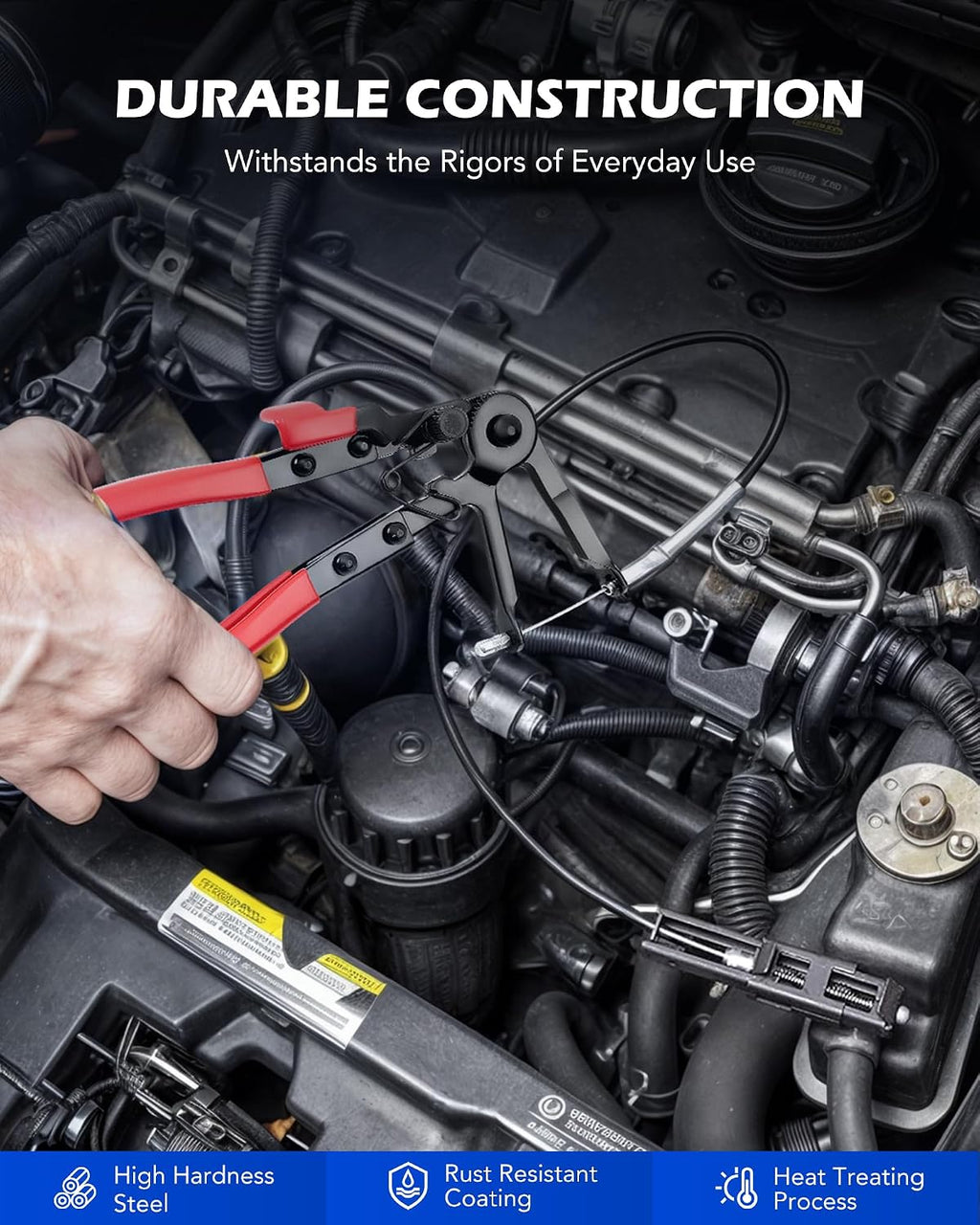 Hose Clamp Pliers, Long Reach Wire Spring Hose Clamp Pliers Remover for Automotive Coolant Radiator Heater and Water