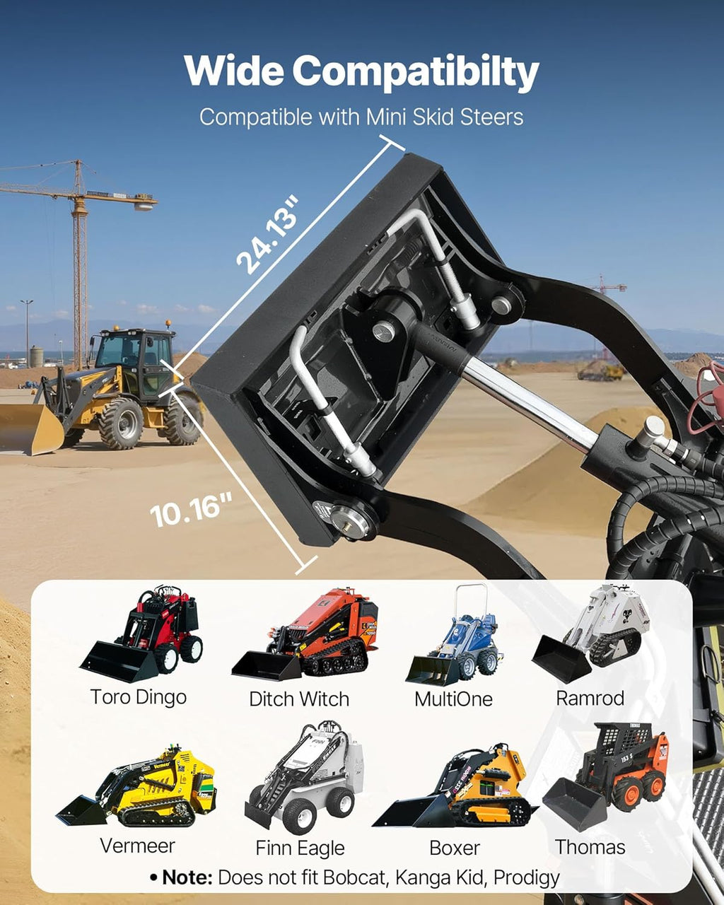1/4 in Skid Steer Mount Plate with 2" Receiver Hitch, Universal Quick Attach Mount Plate, 1500lbs Capacity, Heavy