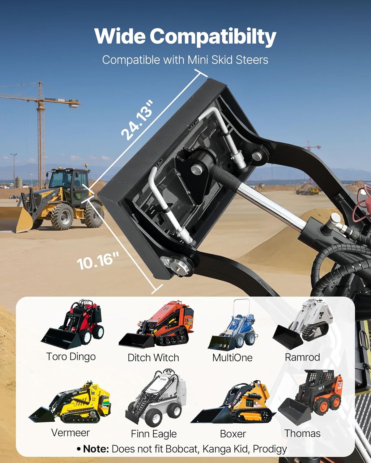 1/4 in Skid Steer Mount Plate with 2" Receiver Hitch, Universal Quick Attach Mount Plate, 1500lbs Capacity, Heavy