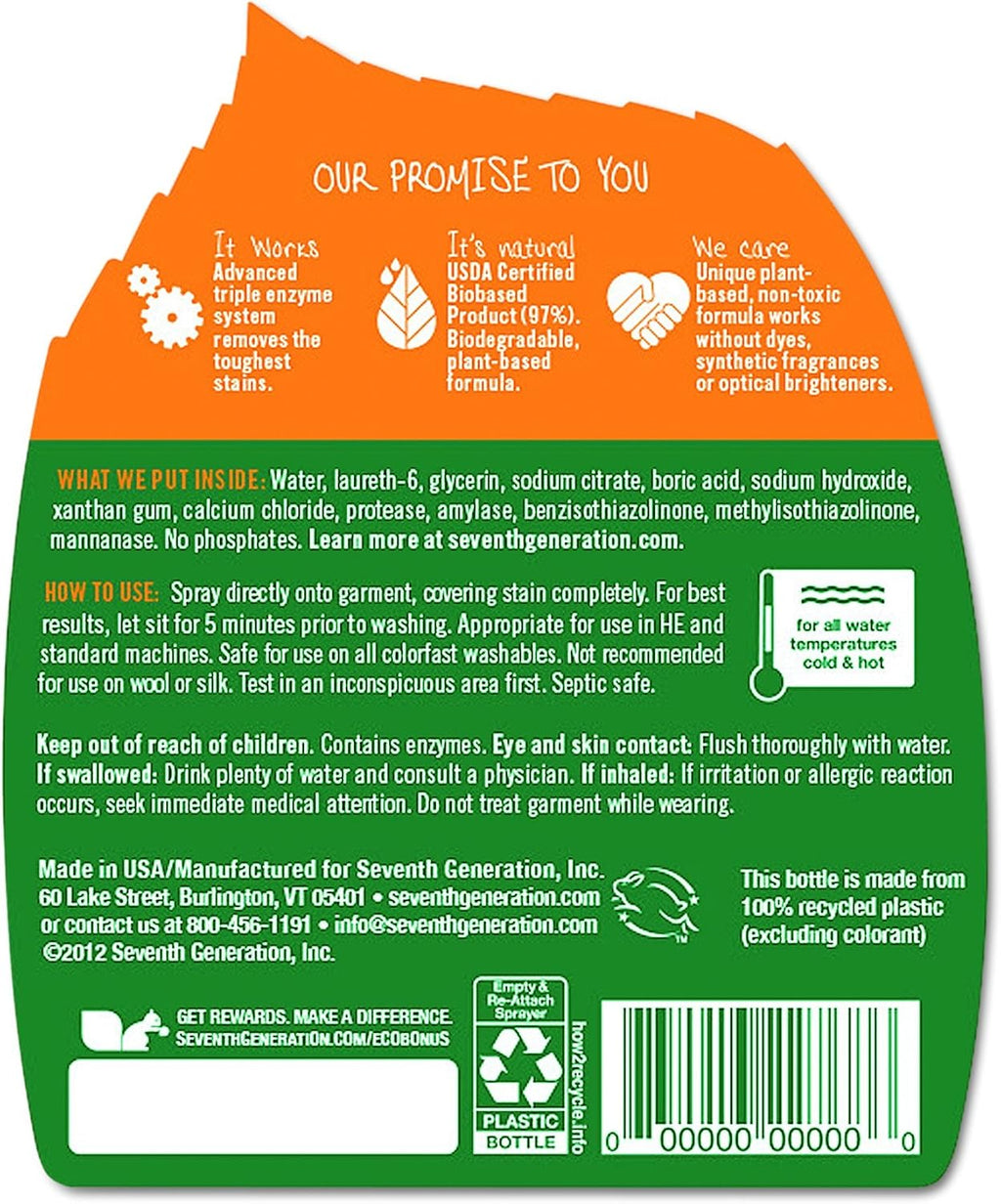 Natural Laundry Stain Remover, Free & Clear, 16 oz Spray Bottle