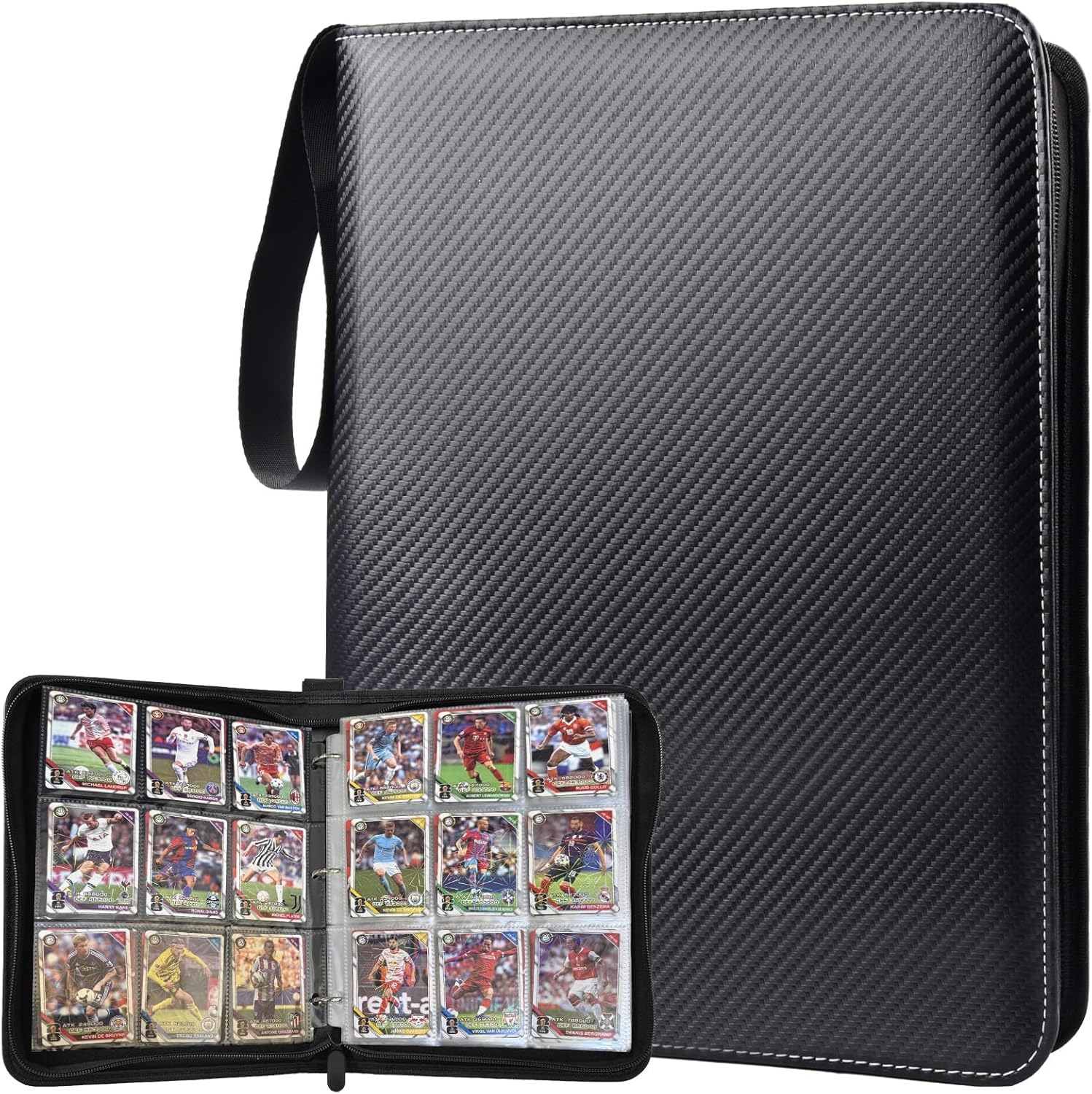 Portable 9-Pocket Trading Card Binder, Holds 1080 Cards | 60 Removable Double-Sided Sleeves, Baseball Card Binder