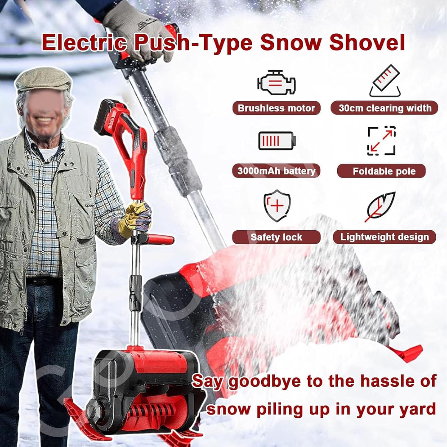 Cordless Snow Blower with Two Battery and Charger,Snow Machines for Outdoors,26FT Throw Distance,Directional Chute