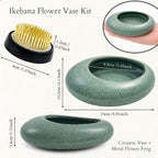 Japanese Flower Frog Vase Set, Celadon Glaze