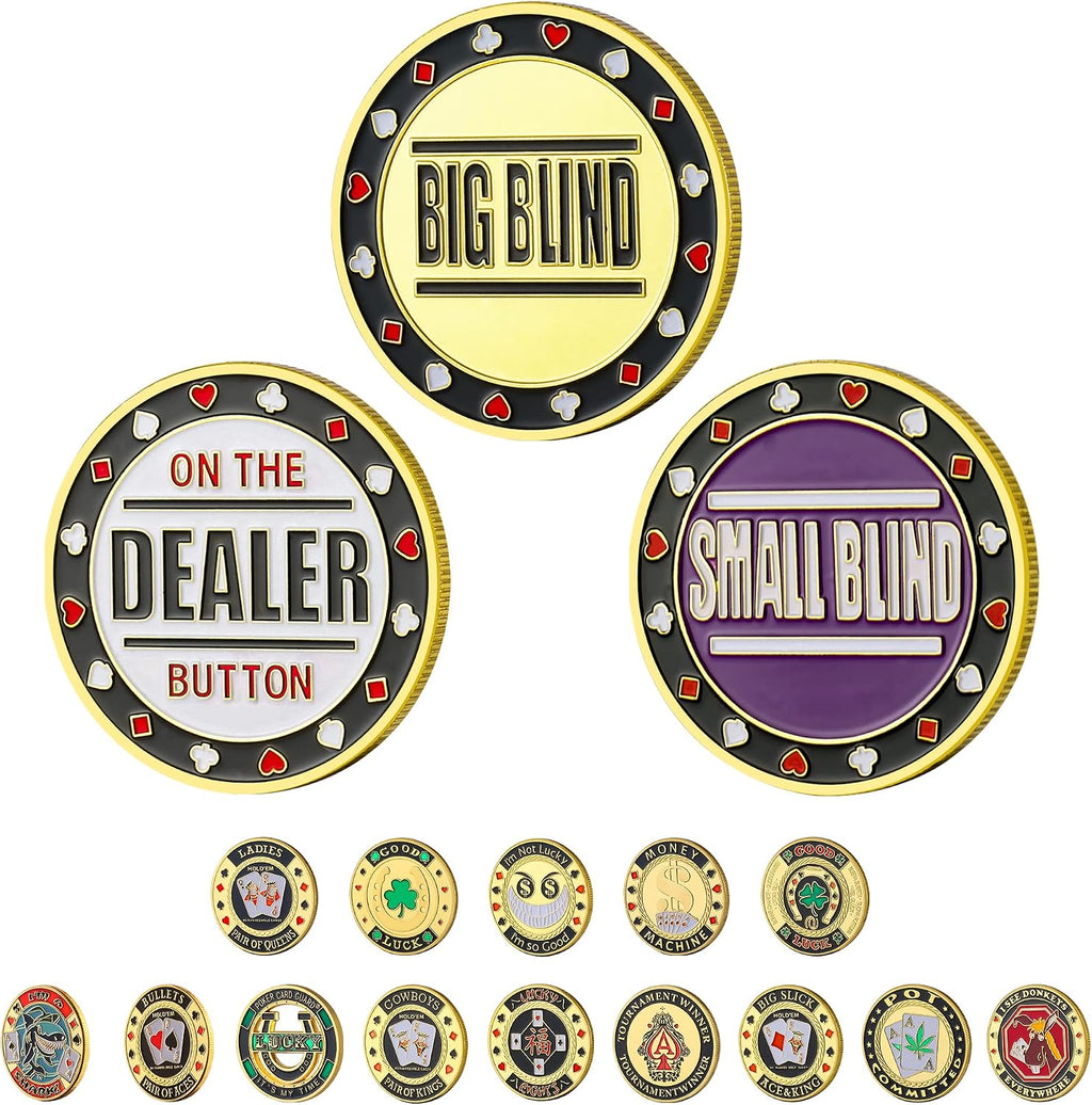 Small Blind, Big Blind, Dealer Button, Poker Guard, Poker Gifts for Men, Poker Accessories, Poker Chips with Plastic
