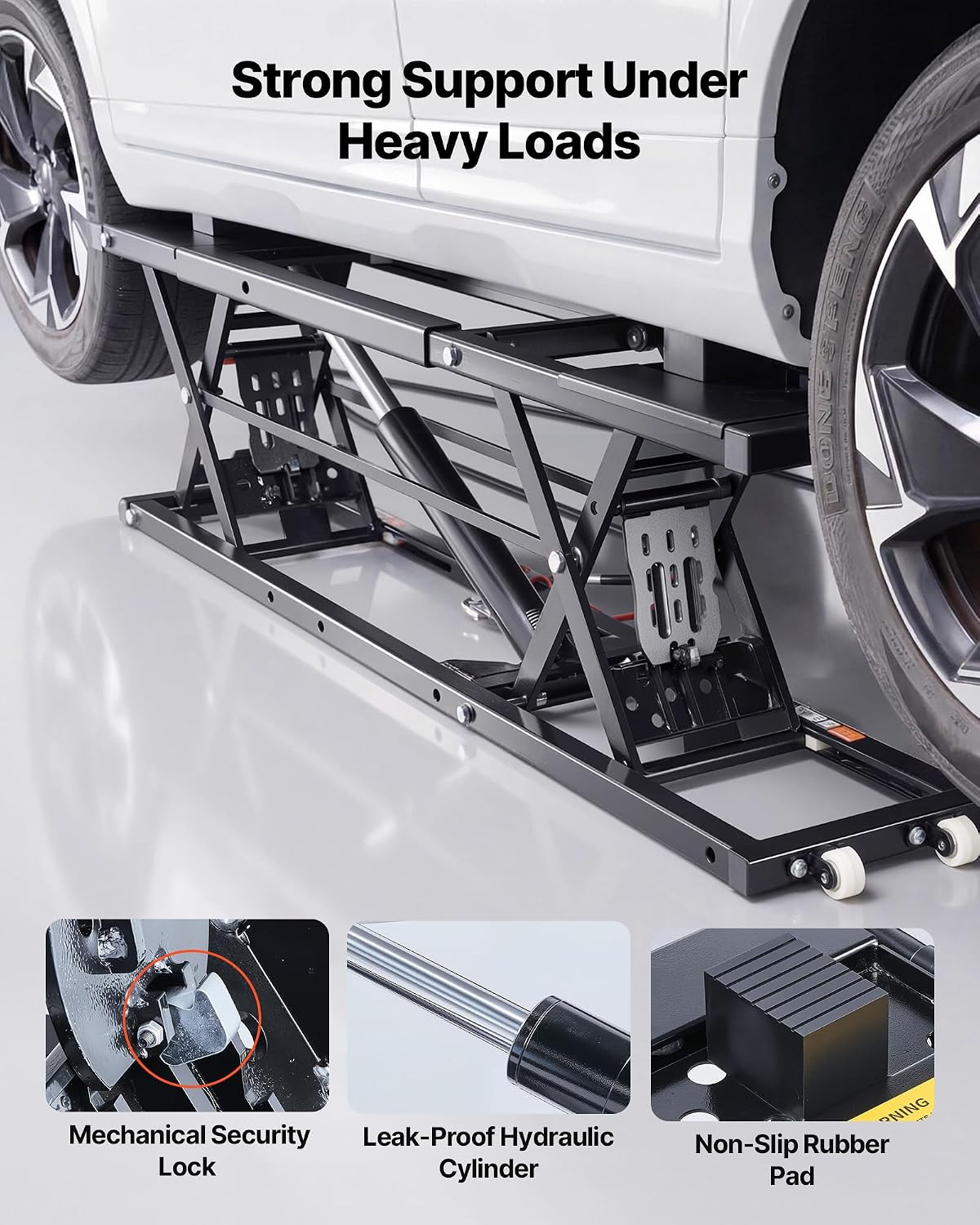 Portable Car Lift, 9000 lbs Capacity, Heavy Duty Steel Truck Lift with 28" Max Height, 120V Power Unit, Wheels, 4