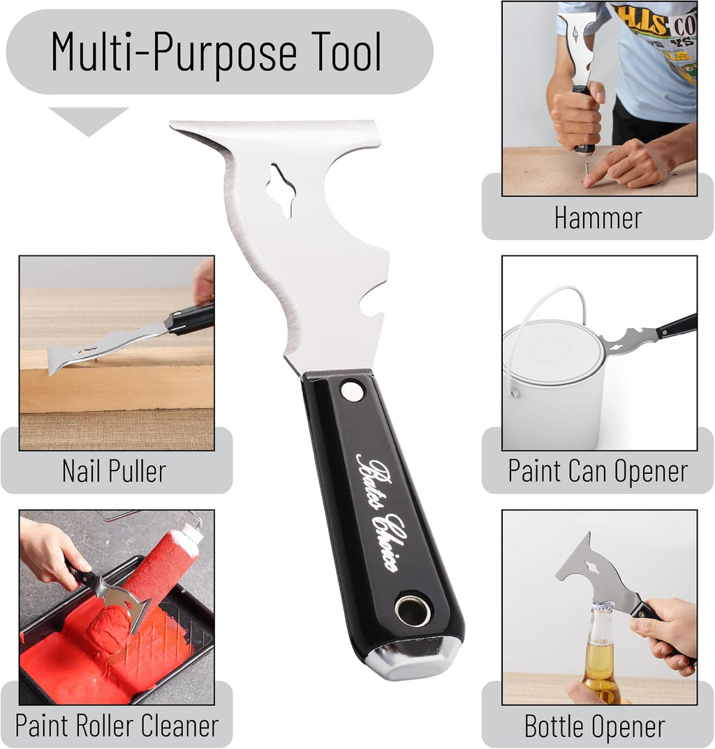 Bates- Paint Scraper, 10 in 1 Painters Tool, Green Handle Paint Scrapers for Wood, Painters Tool, Painters Knife