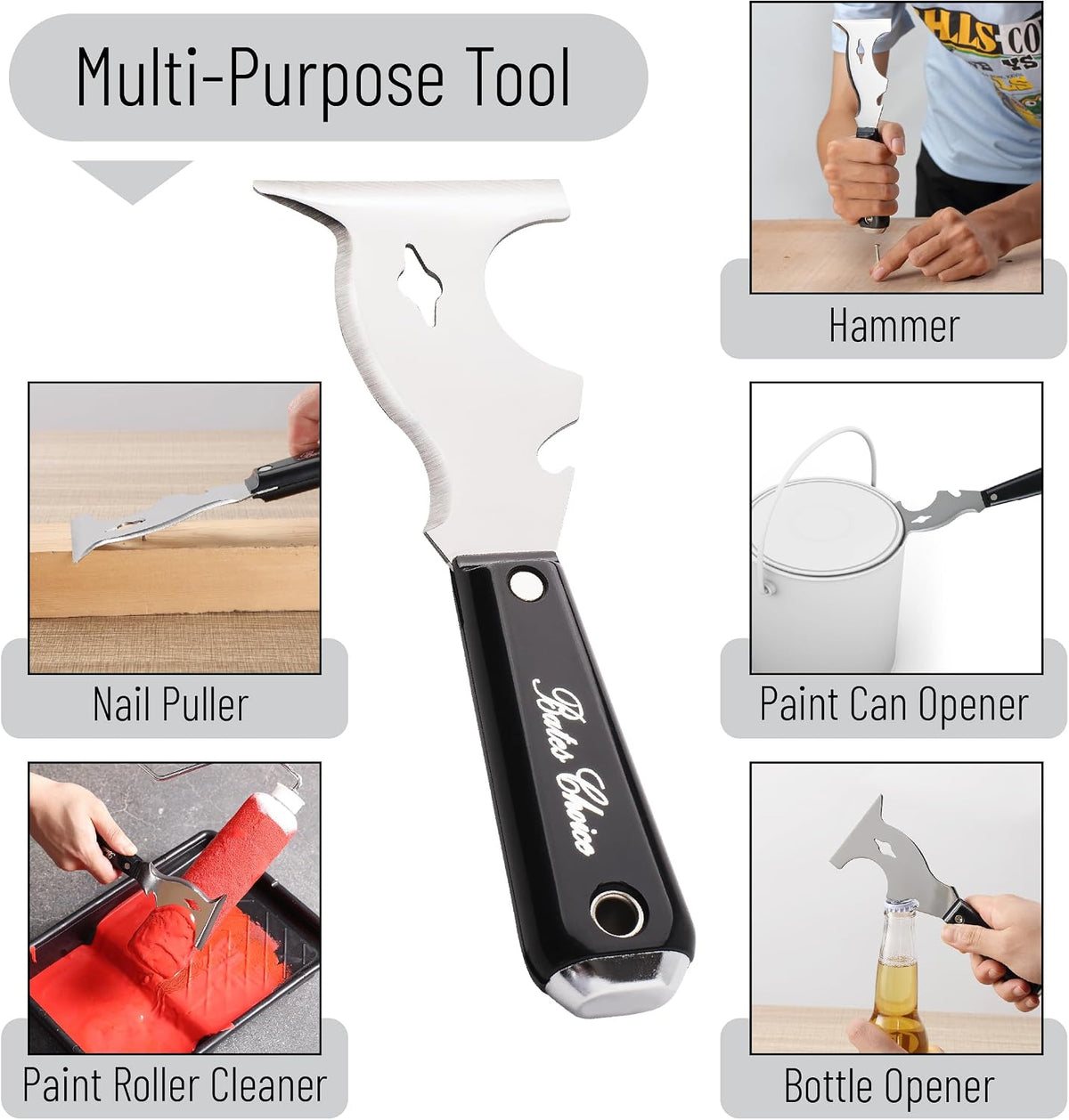 Bates- Paint Scraper, 10 in 1 Painters Tool, Green Handle Paint Scrapers for Wood, Painters Tool, Painters Knife