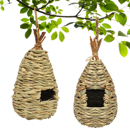 Hummingbird Houses 2Pcs Hand Woven Grass Hanging Bird Nest