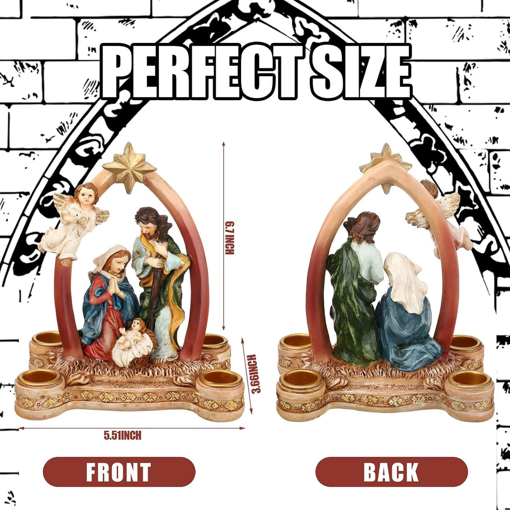 Nativity Advent Candle Holder Decoration,Multicolor