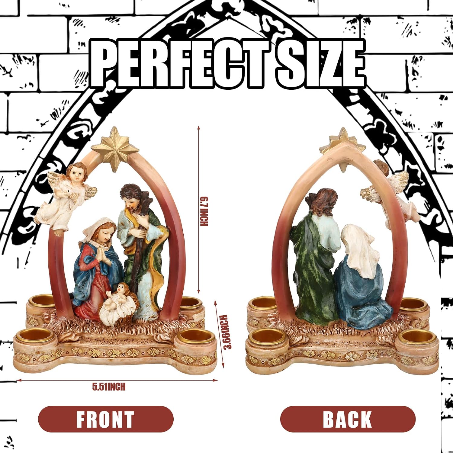 Nativity Advent Candle Holder Decoration,Multicolor