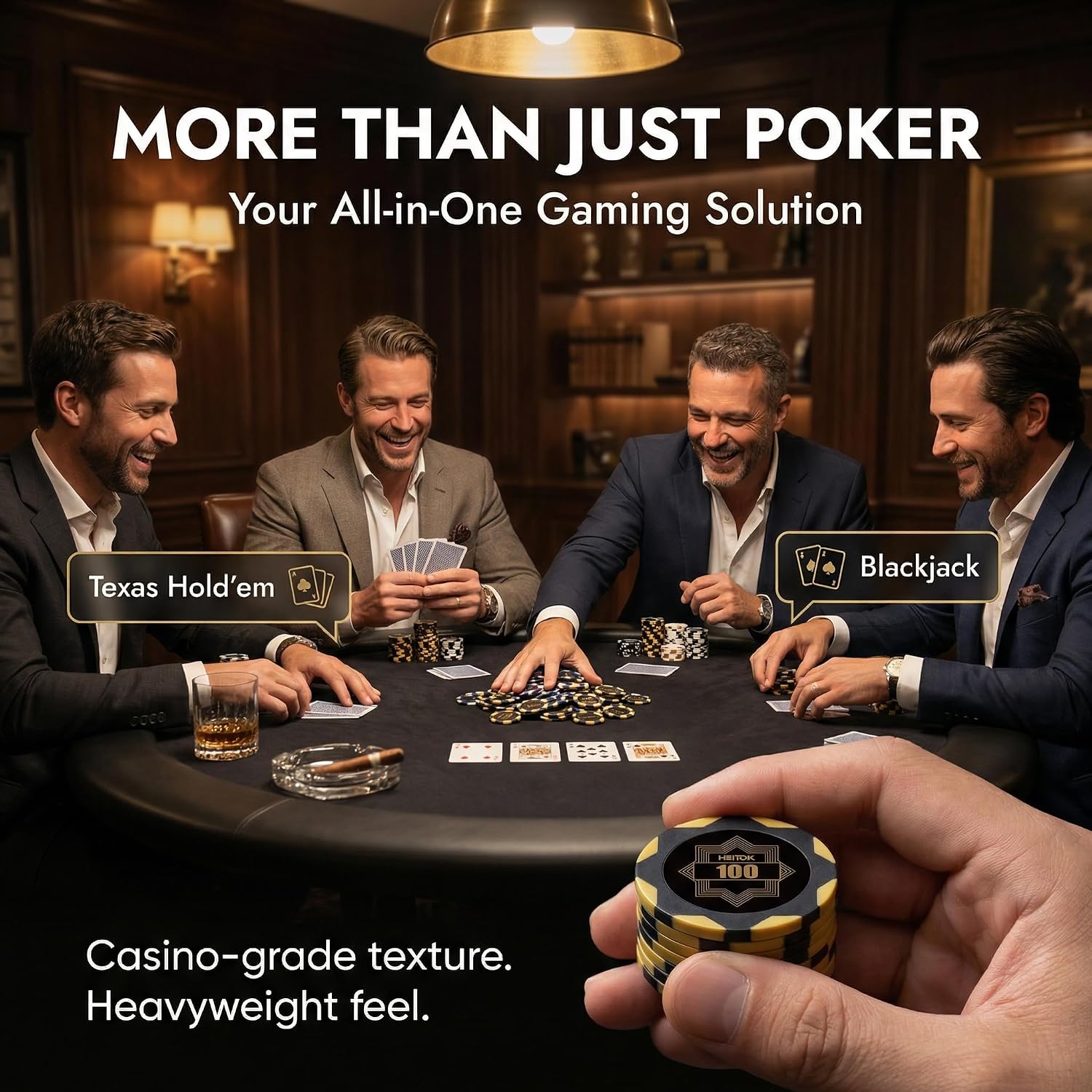 500-Piece Poker Chip Set with Numbered 14g Chips and Aluminum Case | Clay composite build gives 2 to 10 players