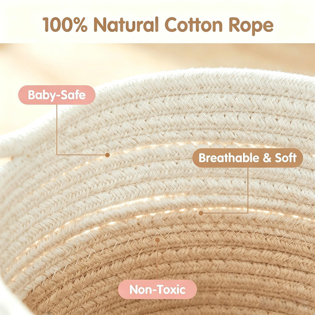 Owl Laundry Basket, Large Cotton Rope Hamper for Nursery