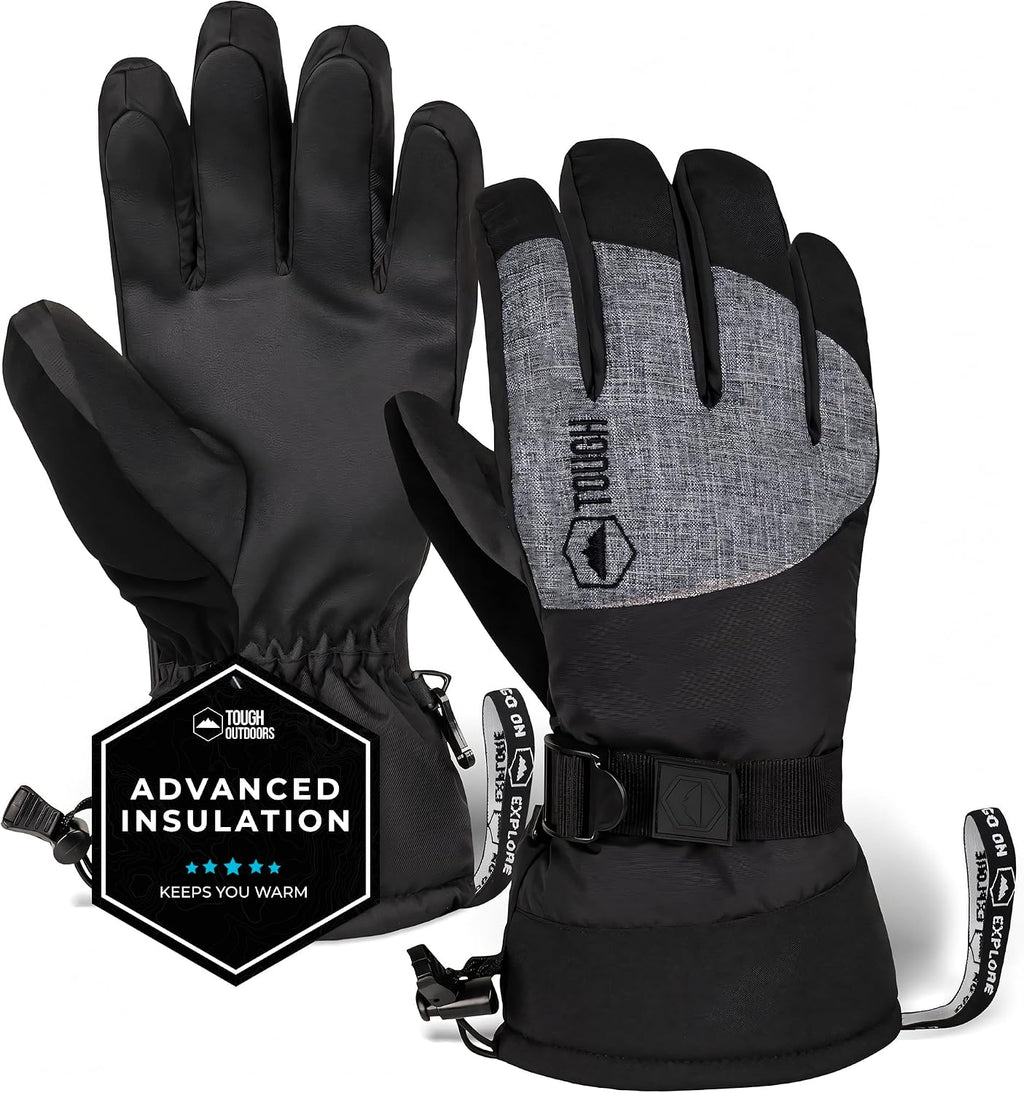 Ski Gloves Men Women - Black Snow Ski Gloves Women Men - Adult Ladies Men's Insulated Waterproof Winter Glove