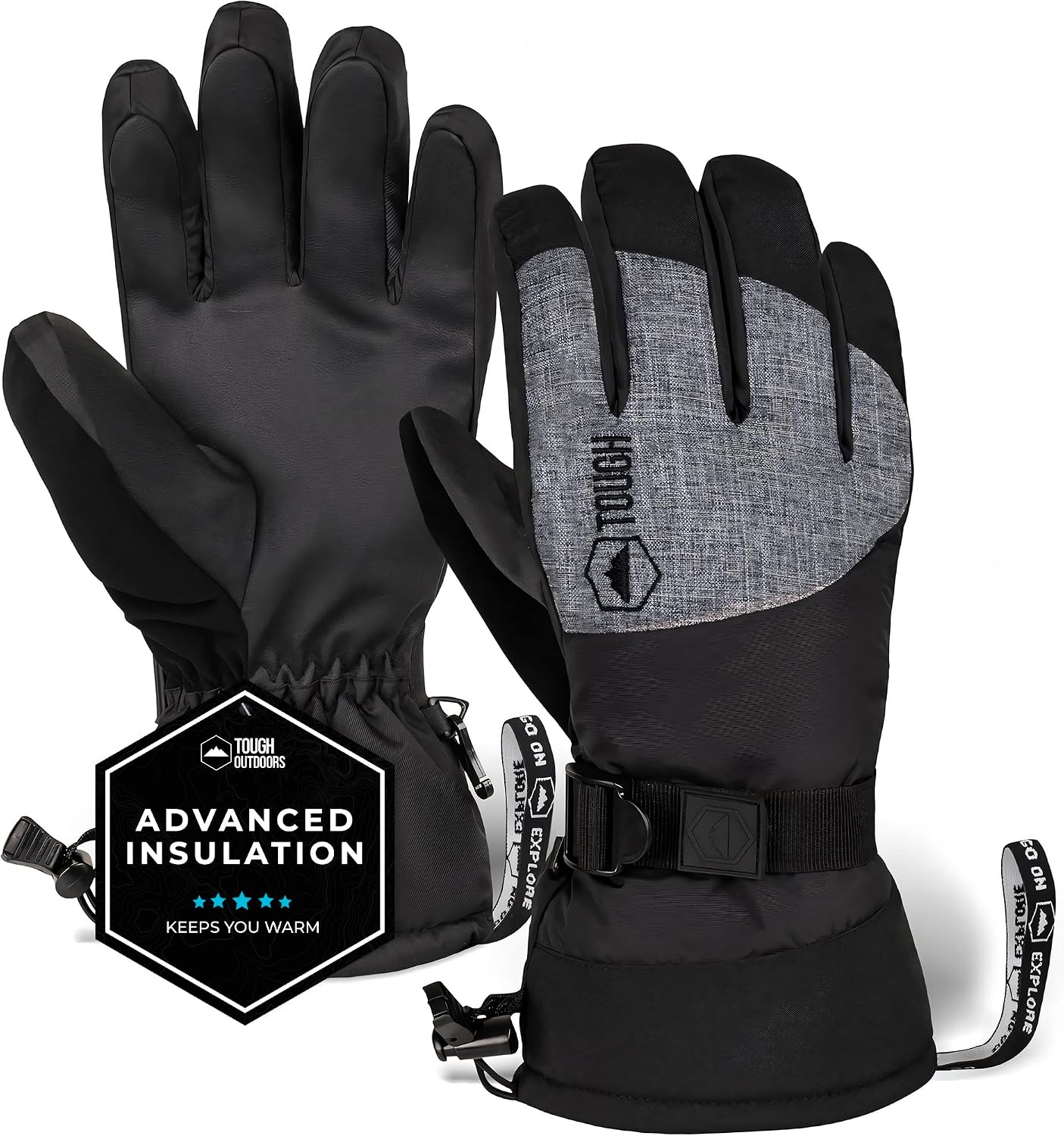 Ski Gloves Men Women - Black Snow Ski Gloves Women Men - Adult Ladies Men's Insulated Waterproof Winter Glove