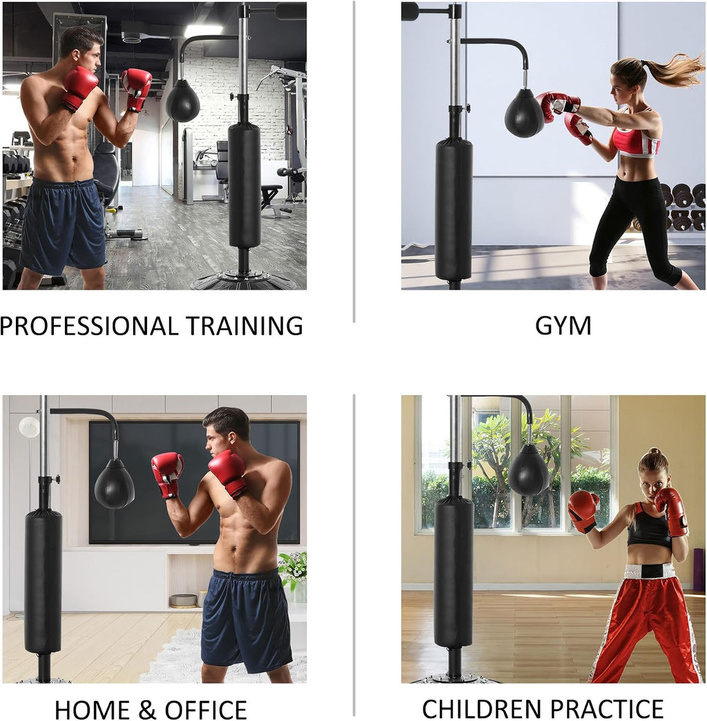 4-in-1 Punching Bag for Adults, Freestanding Boxing Bag with 2 Speed Bag, Boxing Training Equipment with 360° Relax