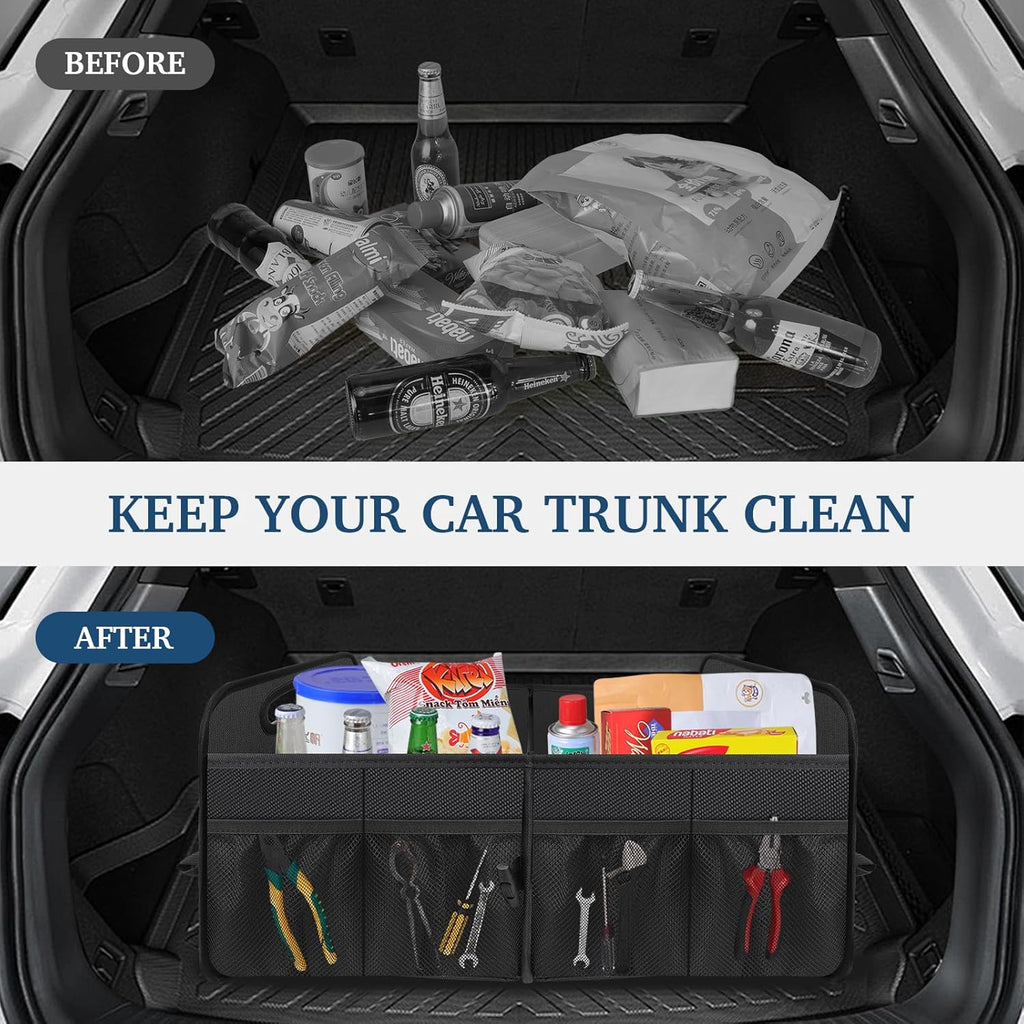 Car Trunk Organizer with Large Capacity Waterproof Car Accessories for Women & Men, Collapsible Trunk Organizer for
