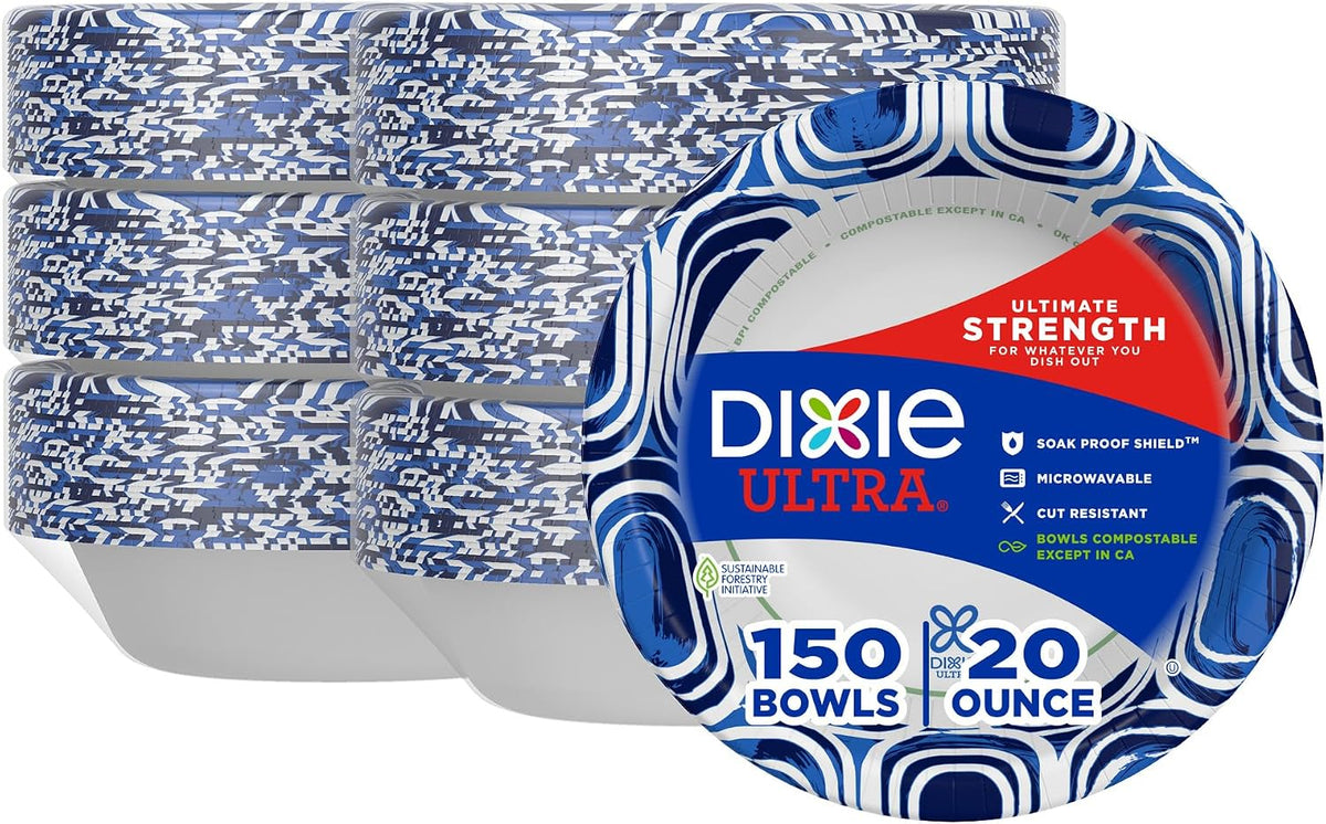 Large Paper Bowls 20 Oz, Disposable Bowls, Microwave Safe