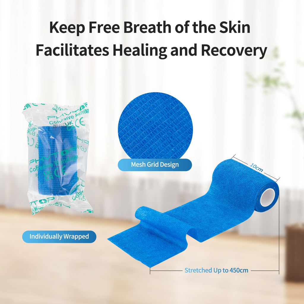 Self Adhesive Bandage Wrap, Cohesive Vet Wrap 12 Pack 4 Inch