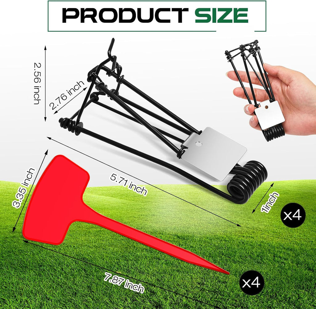 4 Pcs Outdoor Gopher Trap Easy to Set Mole Trap Bulk Weather Resistant Gopher Killer Vole with Red T Type Labels for
