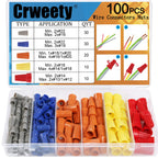 Crweety 100 Pcs Wire Connectors Nuts Assortment Kit, Electrical Wire Caps