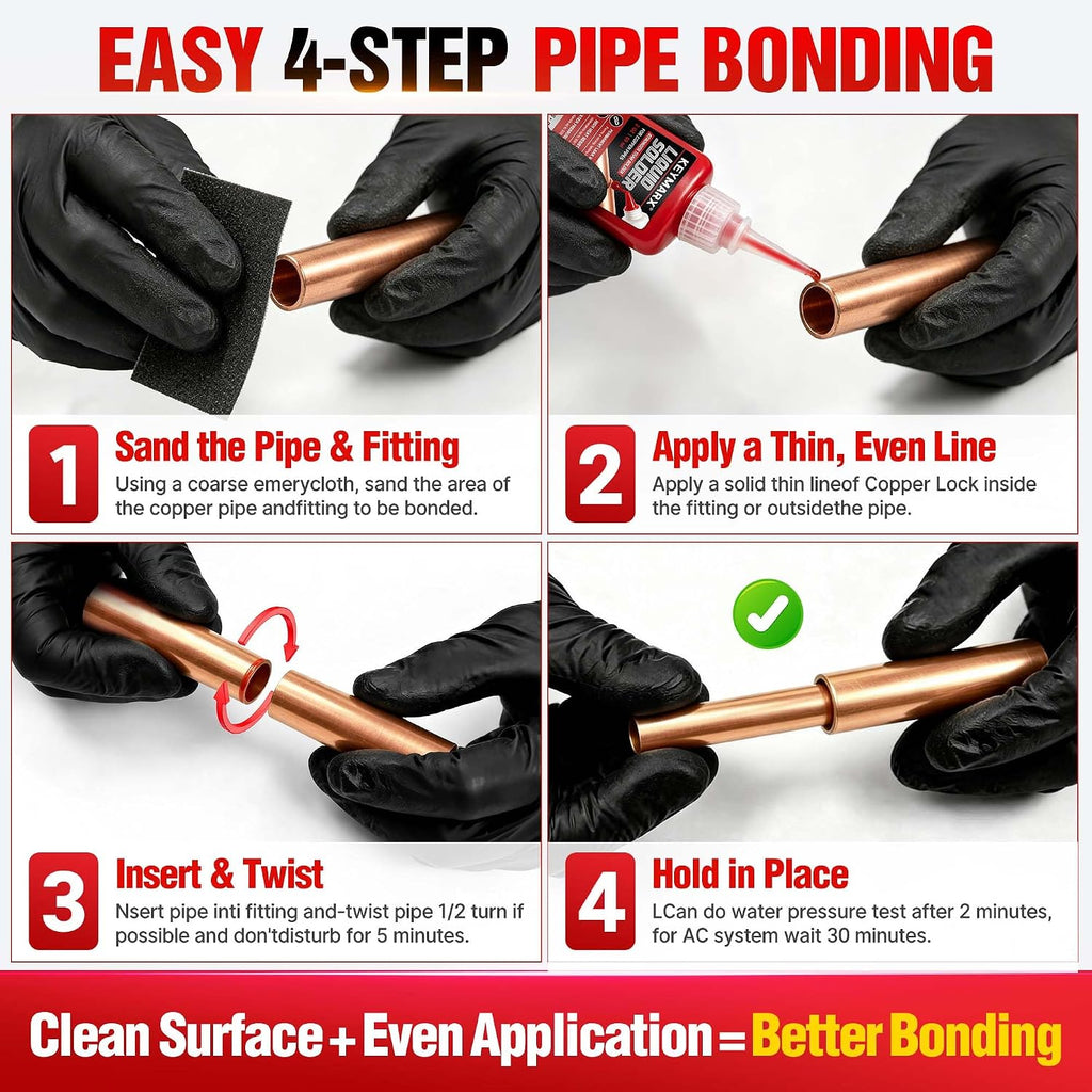 2 oz Liquid Solder for Copper & Brass, No Heat Plumbing Soldering Kit, Instant Leak Seal up to 500 PSI, Safe from