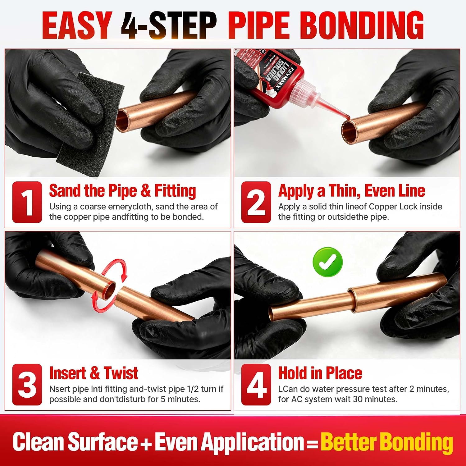 2 oz Liquid Solder for Copper & Brass, No Heat Plumbing Soldering Kit, Instant Leak Seal up to 500 PSI, Safe from