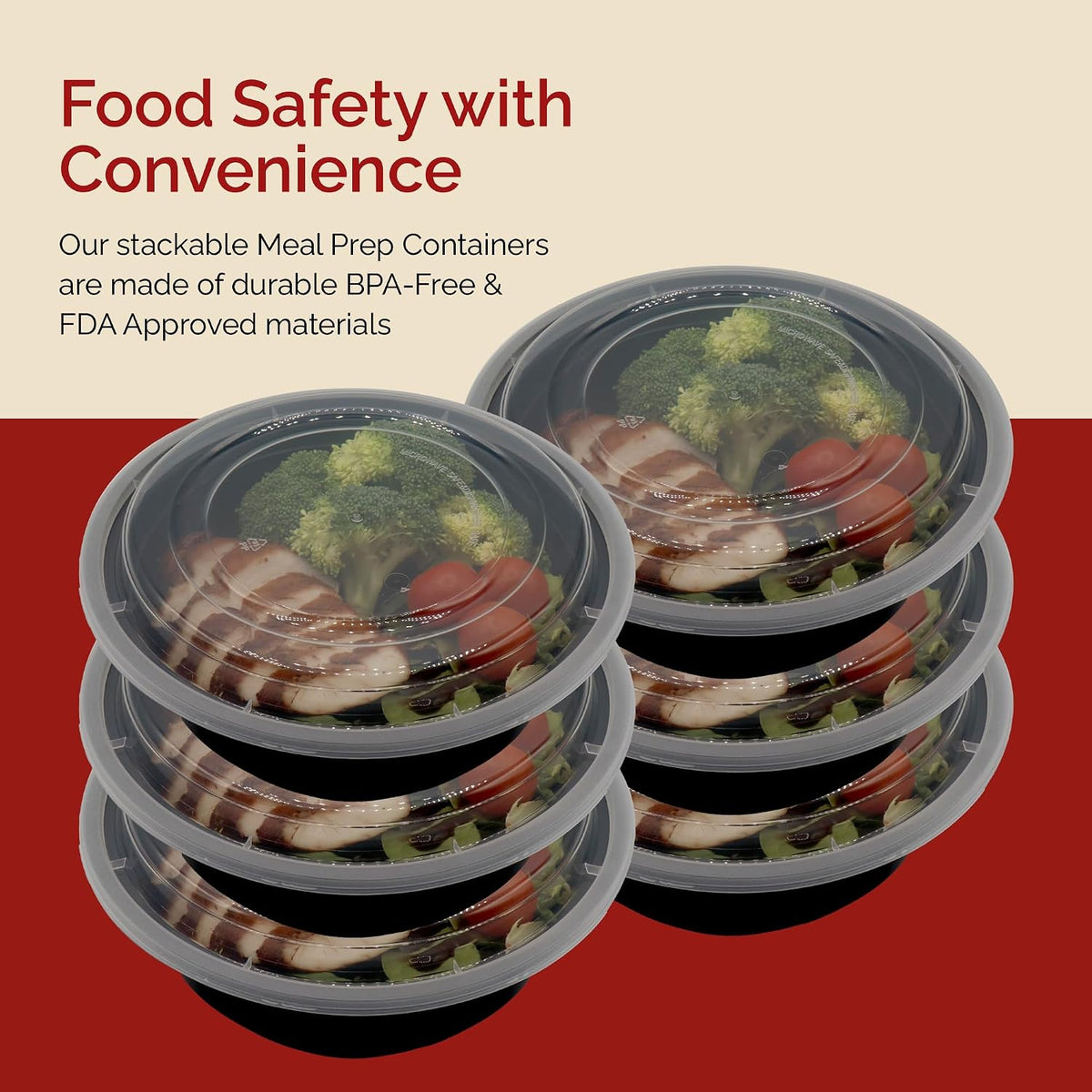 Meal Prep Container Bowls, 16 oz (25 Pack) Meal Prep Containers