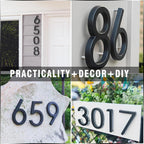 5.6-Inch Matte Black Floating House Numbers for Outside, Rustproof Zinc Alloy Metal Address Number Sign, Modern