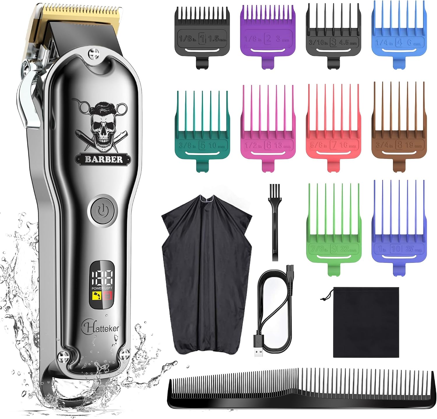 Hair Cutting Kit Pro Hair Clippers for Men Professional Barber Clippers IPX7 Waterproof Cordless Beard / Hair Trimmer