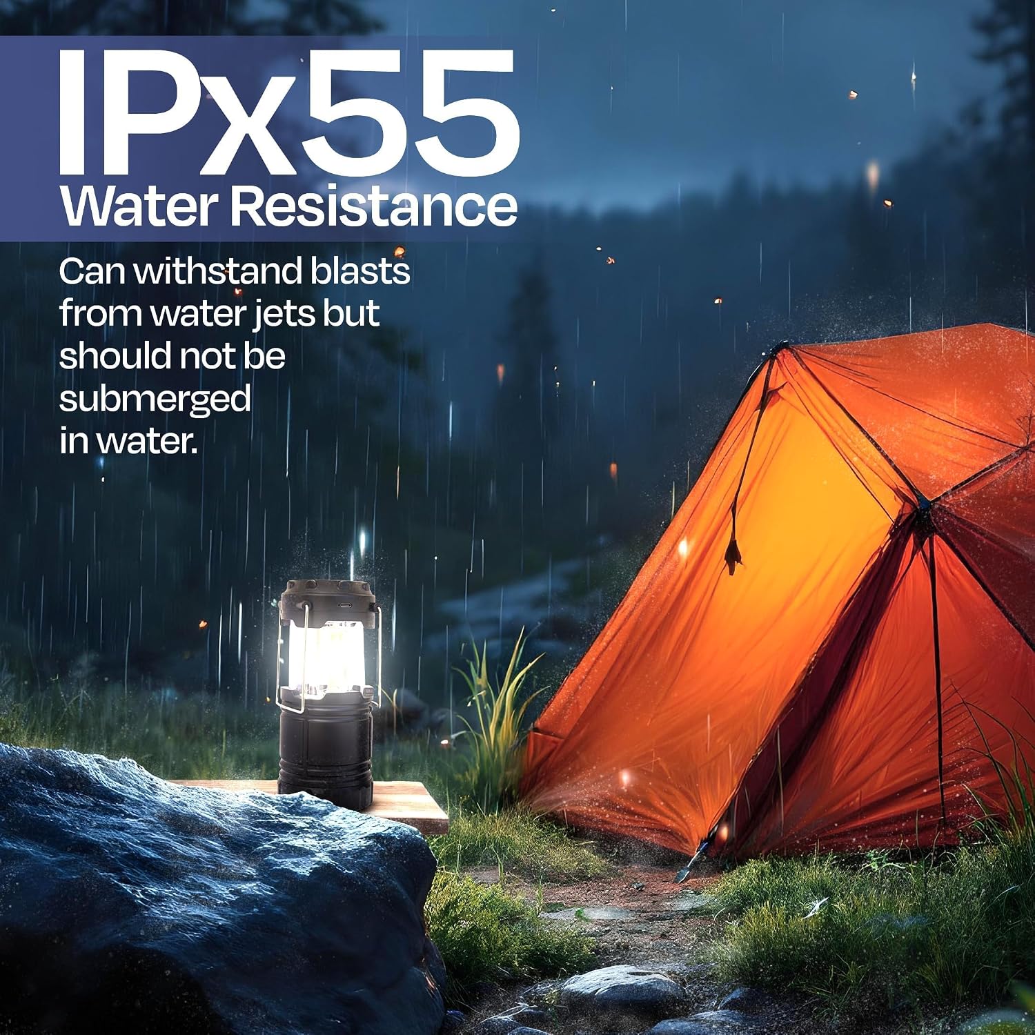 Rechargeable Camping Lantern, Pack of 2 - LED Camping Lantern Battery Powered, Waterproof Solar Lantern for