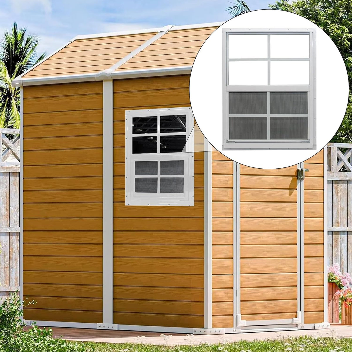 2 Pack Shed Window, 18" x 23" Flush Mount Window with Tempered Glass and Fiberglass Screen for Shed, Chicken Coop
