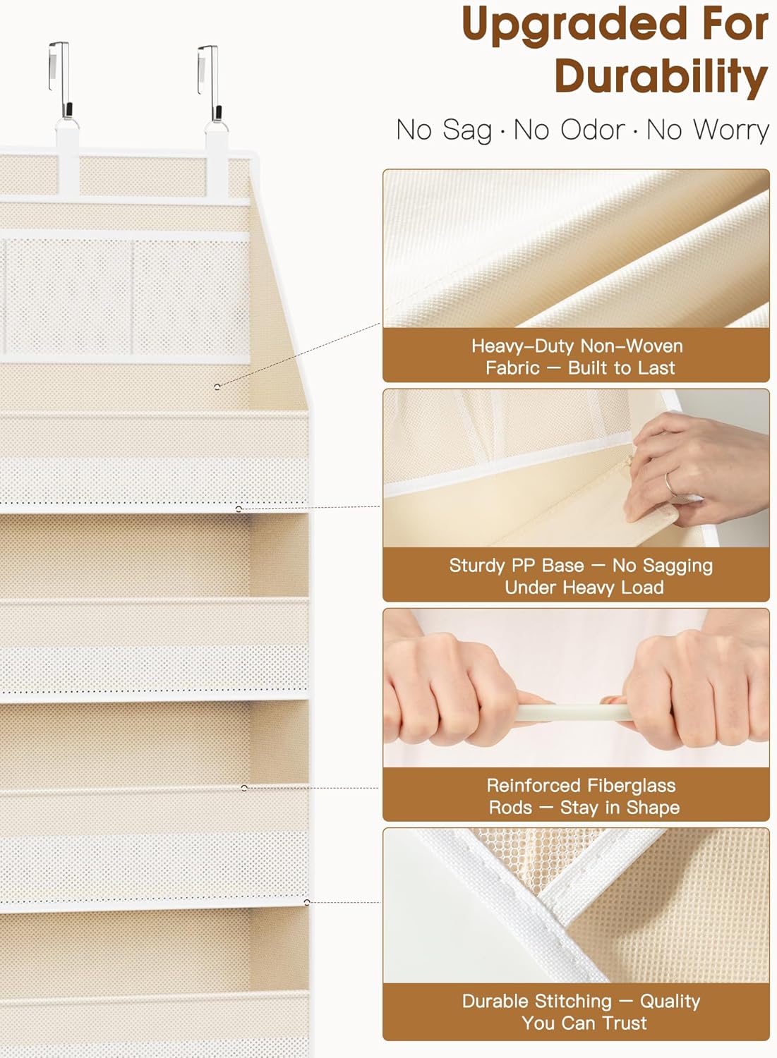 Over the Door Organizer, 6-Shelf Closet Hanging Storage with 13 Mesh Pockets, 55lbs Capacity Behind the Door Storage
