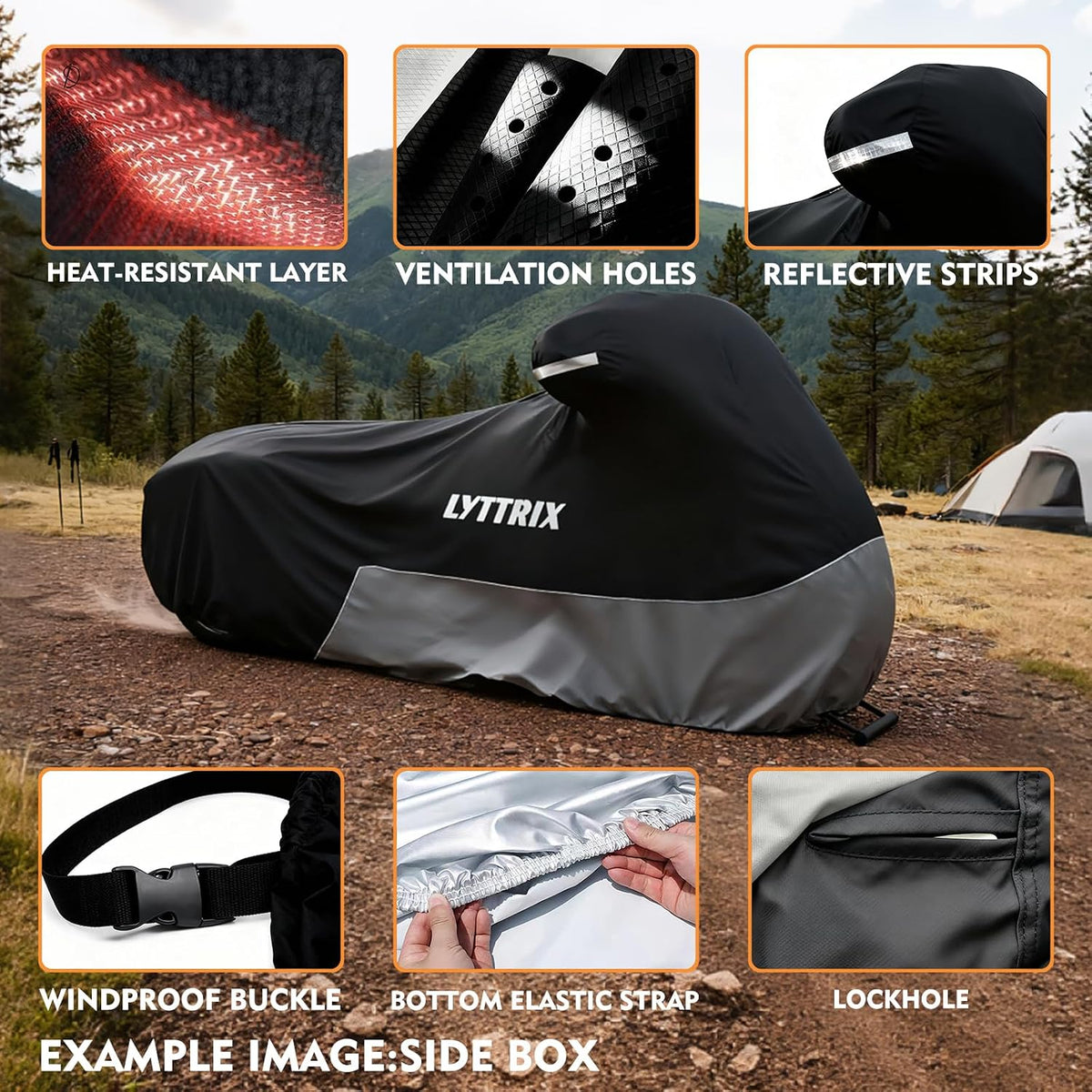 600D Motorcycle Cover Waterproof Outdoor Suitable for Touring Models Harley Davidson Road King, Street Glide,Electra