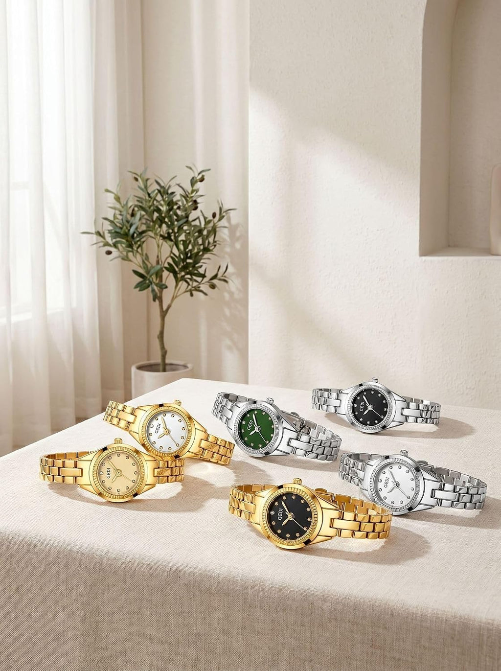 Women's Small Bracelet Watch, 17mm Crystal Dial Stainless Steel Band | 17mm petite dial, stainless steel bracelet