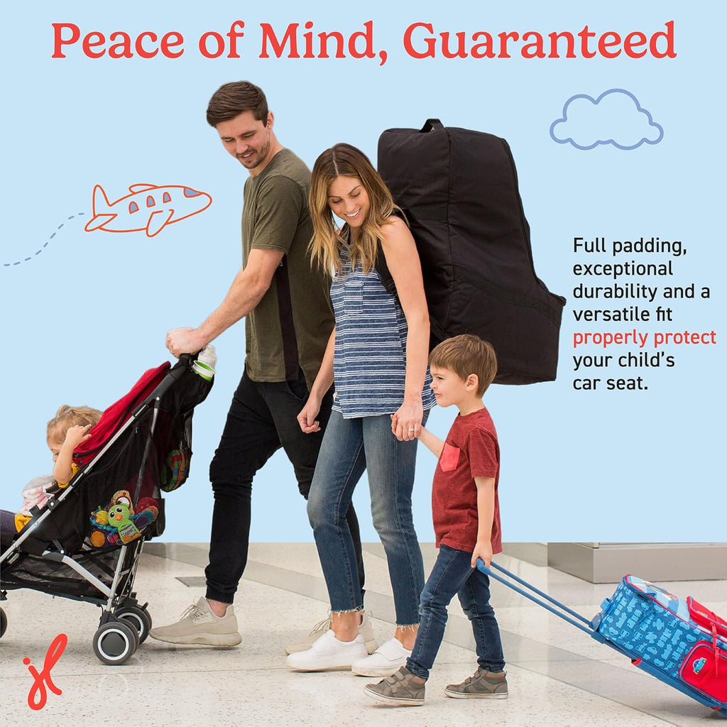 Padded Backpack Car Seat Bag - Car Seat Travel Bag for Airplane, Cover Fits Most Baby & Infant Carriers & Boosters